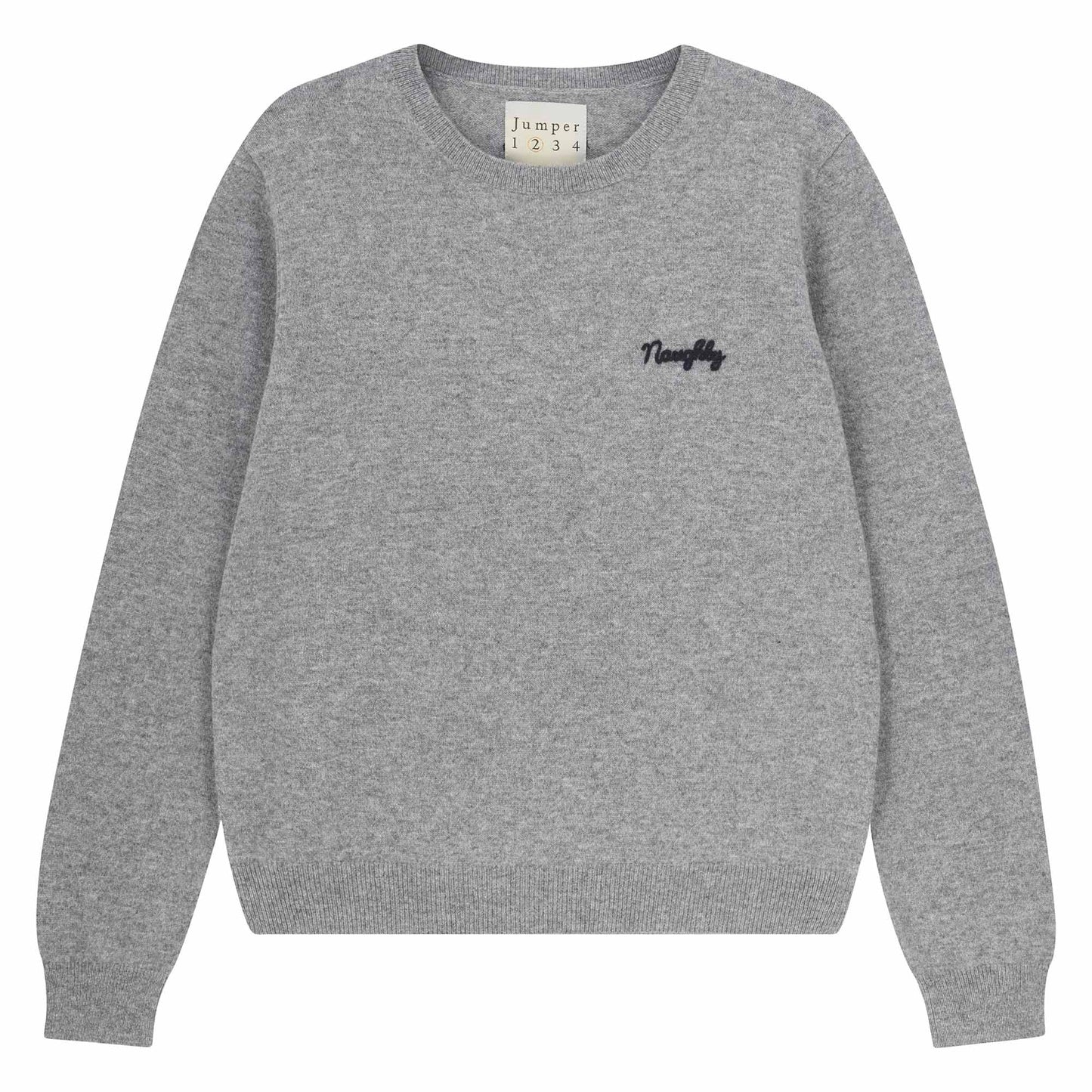 Jumper 1234 - Cashmere Naughty Crew - Mid Grey and Navy