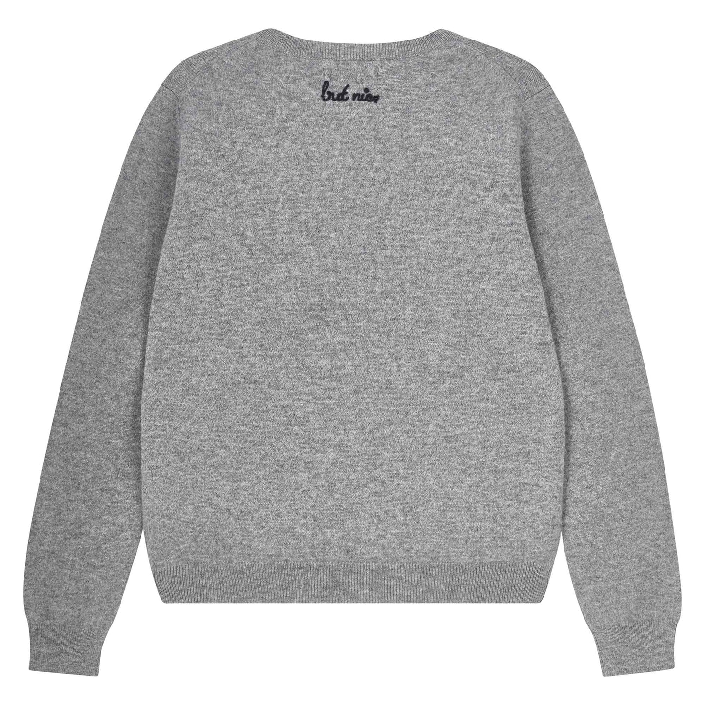 Jumper 1234 - Cashmere Naughty Crew - Mid Grey and Navy