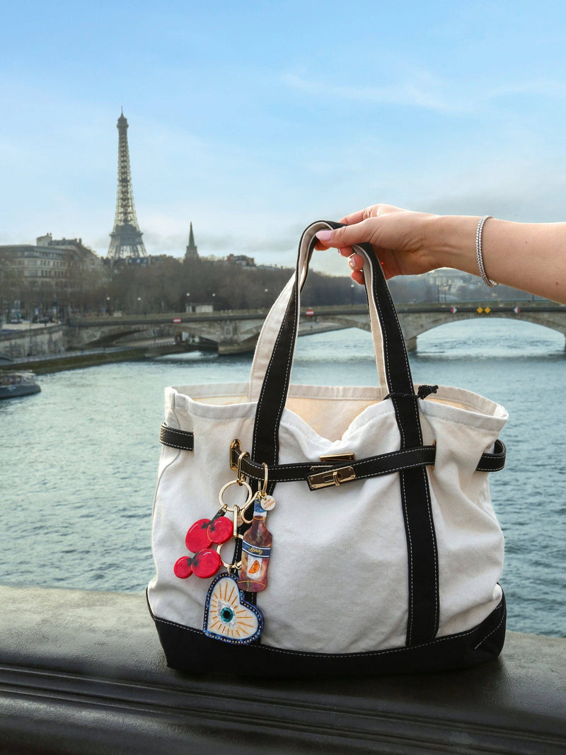 Hand-painted Coastal Lucky Eye Bag Charm + Keychain
