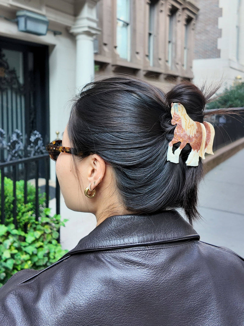 Solar Eclipse - Hand-painted Horse Claw Hair Clip | Eco-Friendly