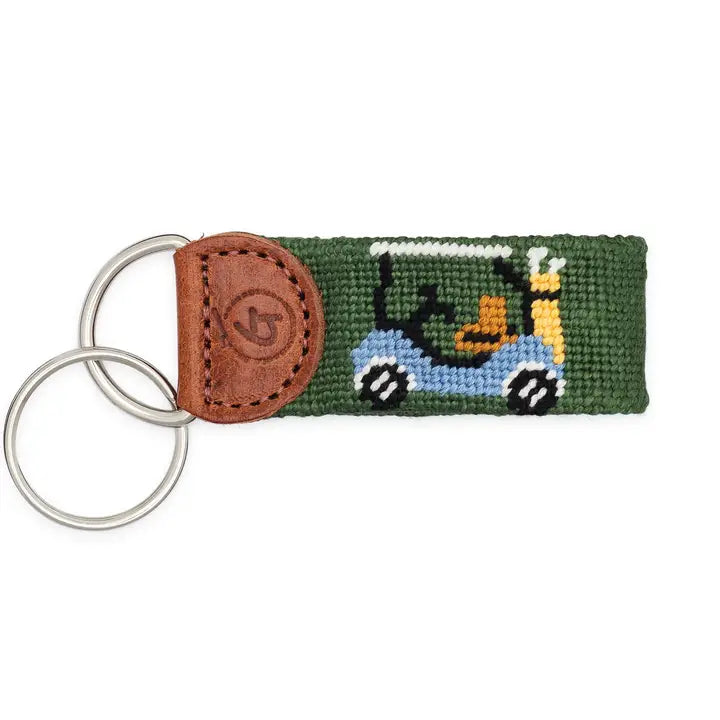 Golf Cart Needlepoint Keychain