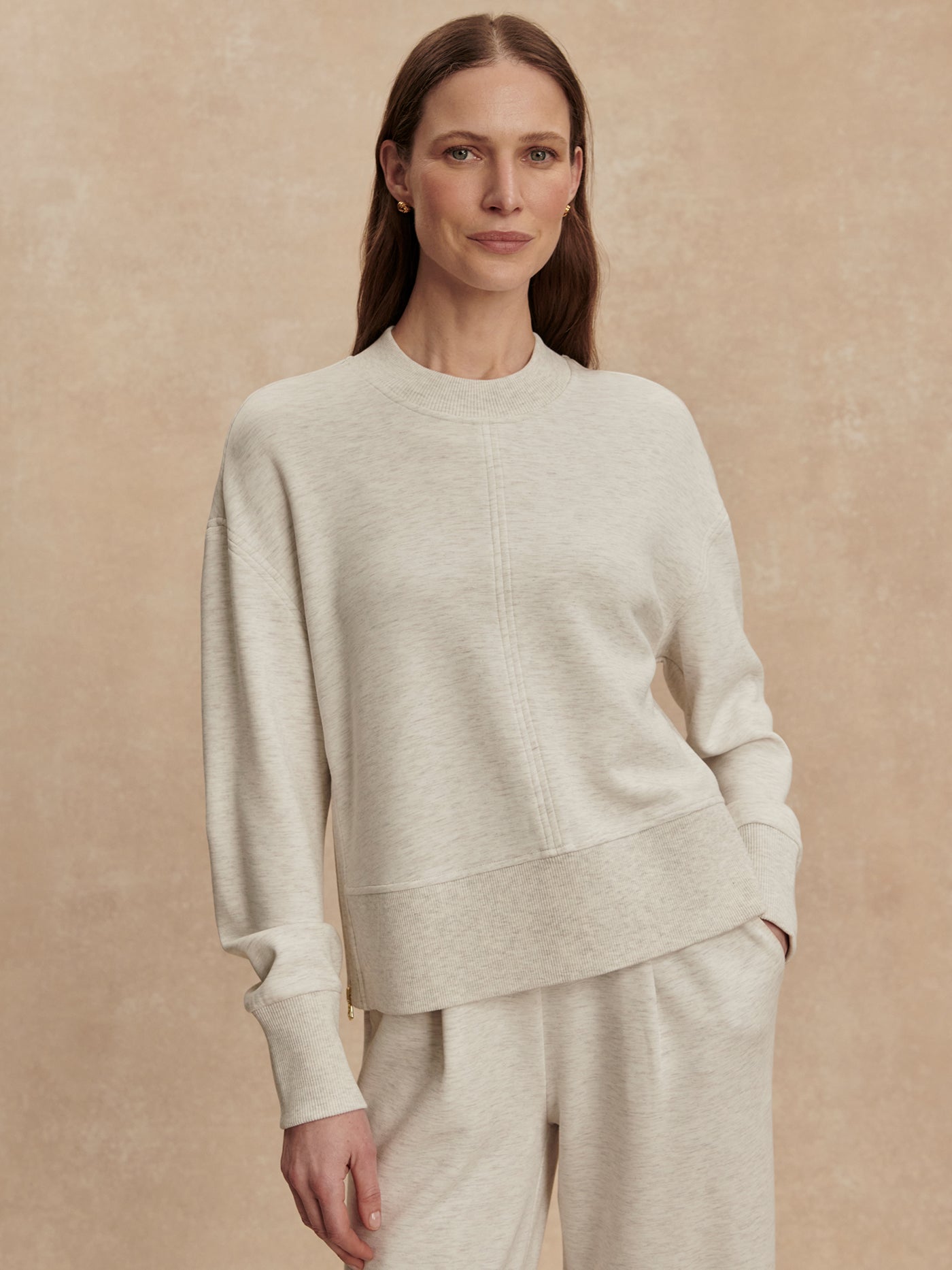 Varley - Philippe Crop Sweat -Taupe Marl/ Ginger Snap