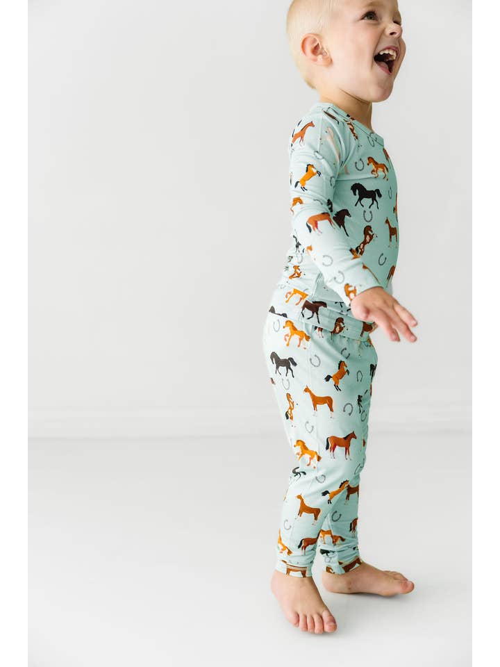 Macaron + Me - Western Horses Two Piece Jammies