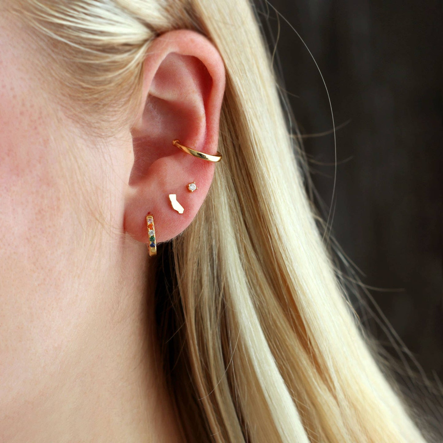 Kris Nations - Rainbow Crystal Huggie Hoop Earrings