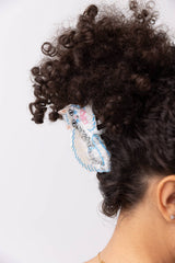 Pretty Kitty White Persian Cat Hair Claw with Pink Bow