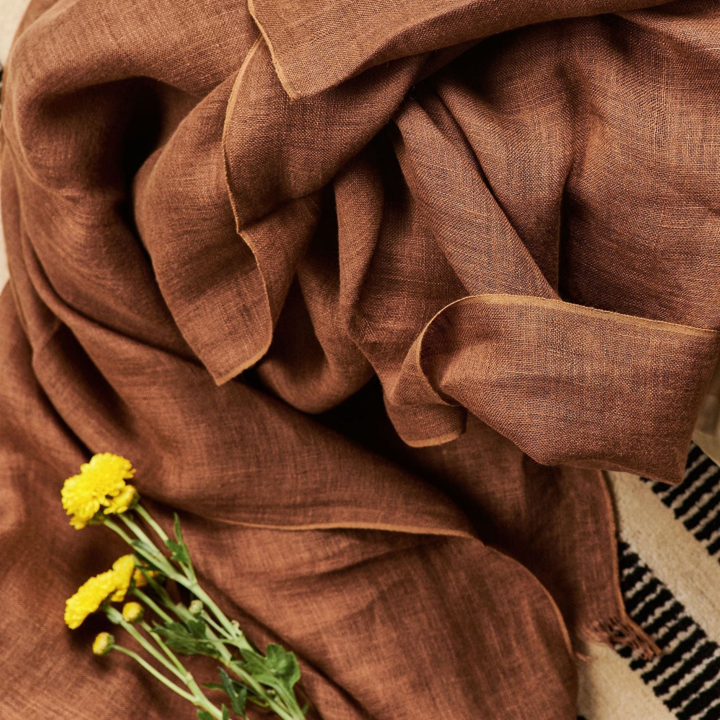Coco Brown Hand Woven Linen Scarf