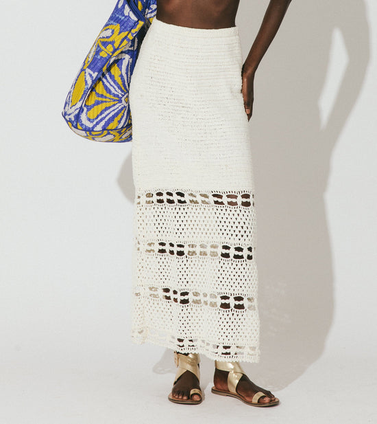 Cleobella Adela Hand Crochet Midi Skirt, Ivory