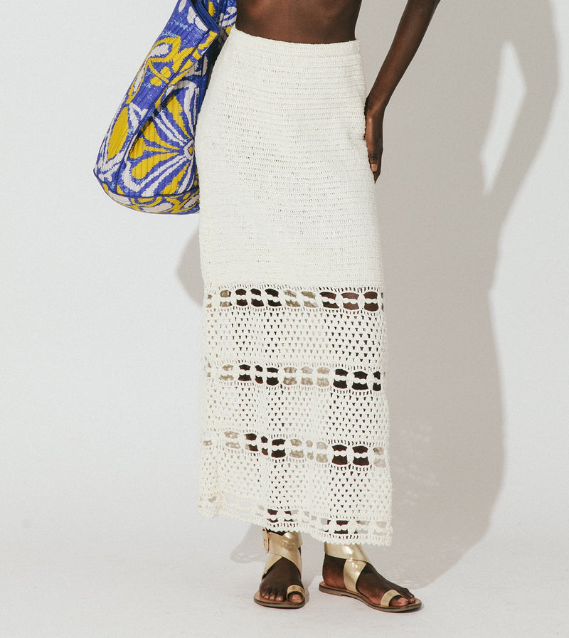 Cleobella - Adela Hand Crochet Midi Skirt - Ivory