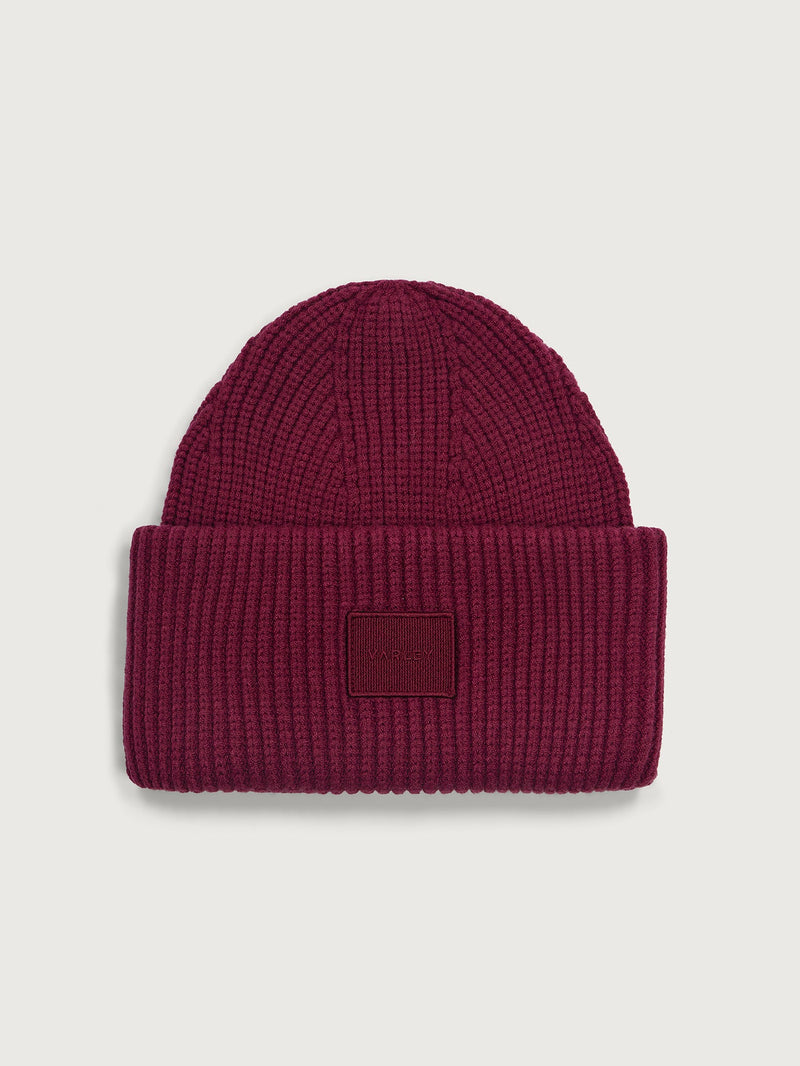 Carly Knit Beanie 2.0 in Rumba Rose on model