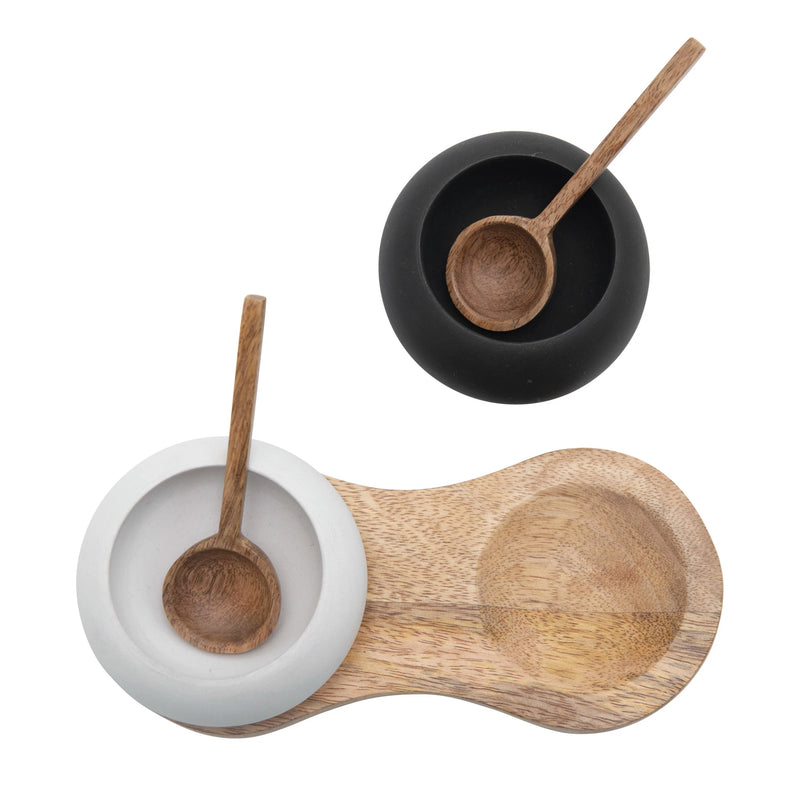 Mango Wood Tray w/ 2 Bowls and Spoons