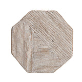 Cotton & Jute Embroidered Octagon Shaped Placemat, Natural & White