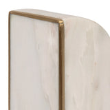 Marble Bookends w/ Brass Inlay, Gold Finish & White, Set of 2