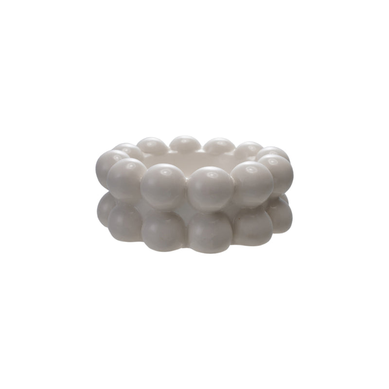 White Stoneware Bowl w/ Balls