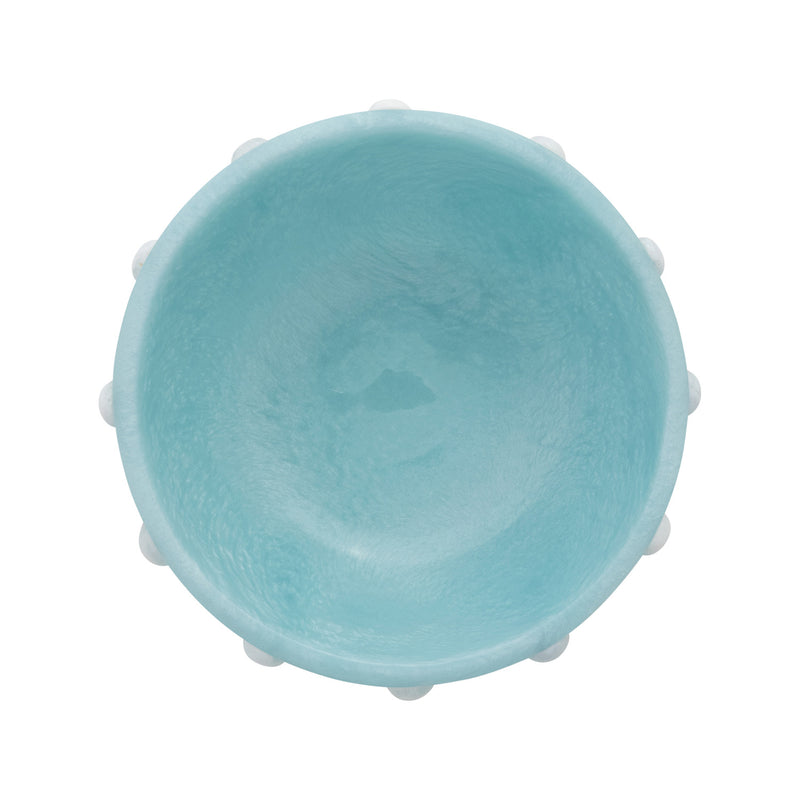 Marbled Resin Hobnail Bowl - Blue & White
