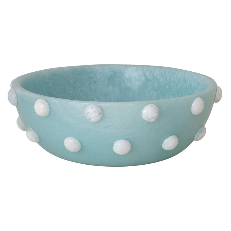 Marbled Resin Hobnail Bowl - Blue & White