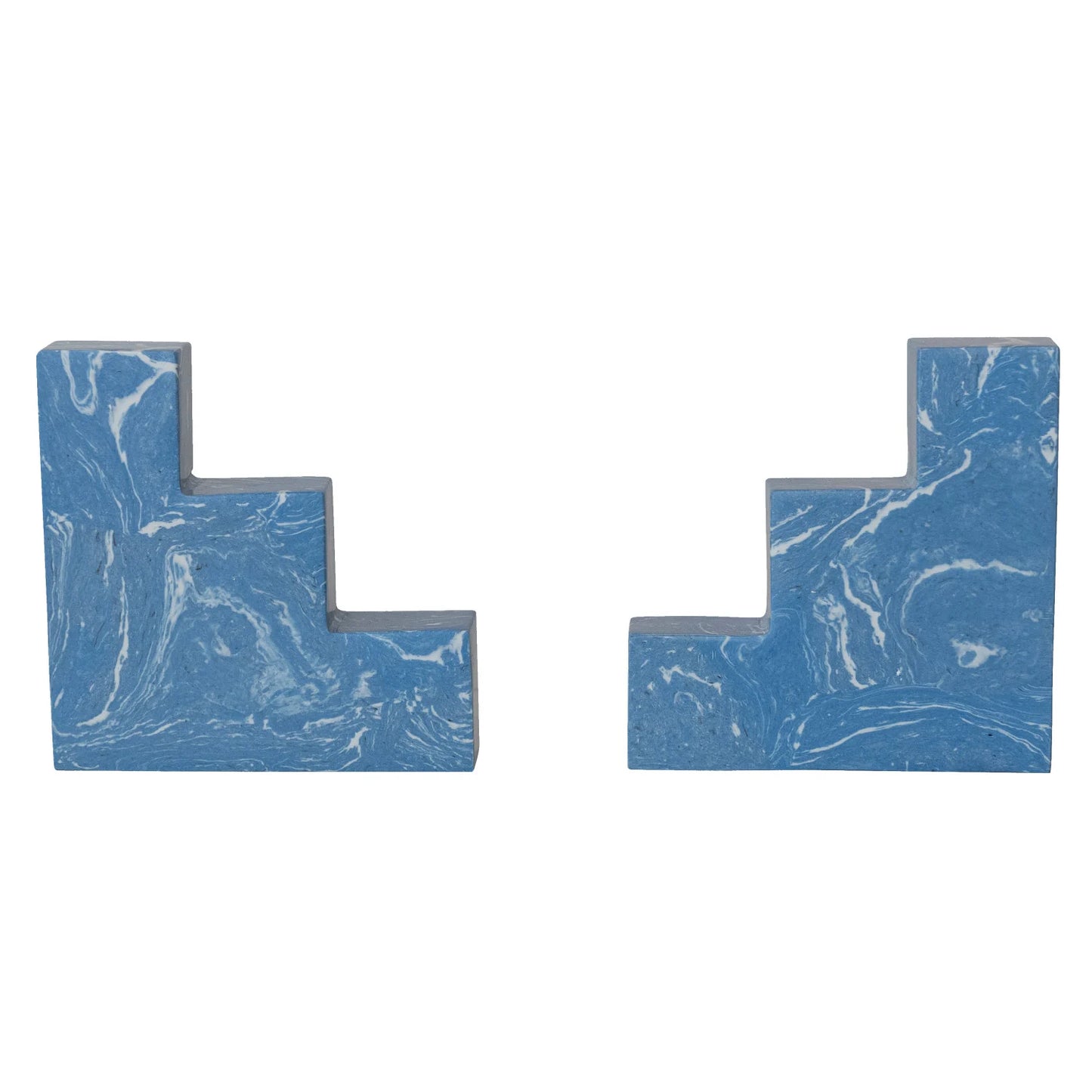 Recycled Stone & Resin Stairstep Bookends - Set of 2