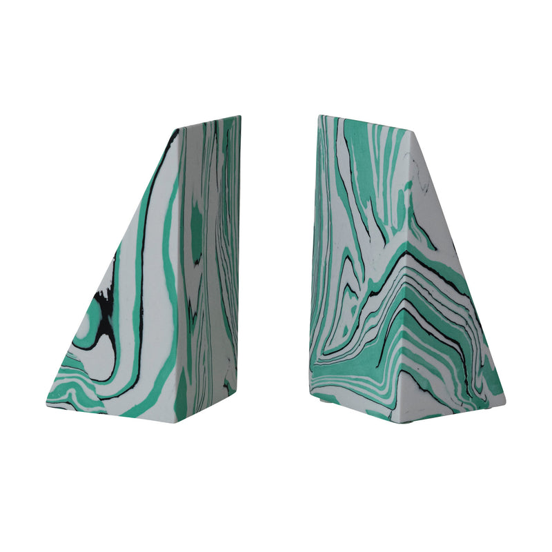 Recycled Stone & Resin Triangular Bookends - Set of 2