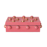 Resin & Brass Studded Box -  Pink & Gold Finish