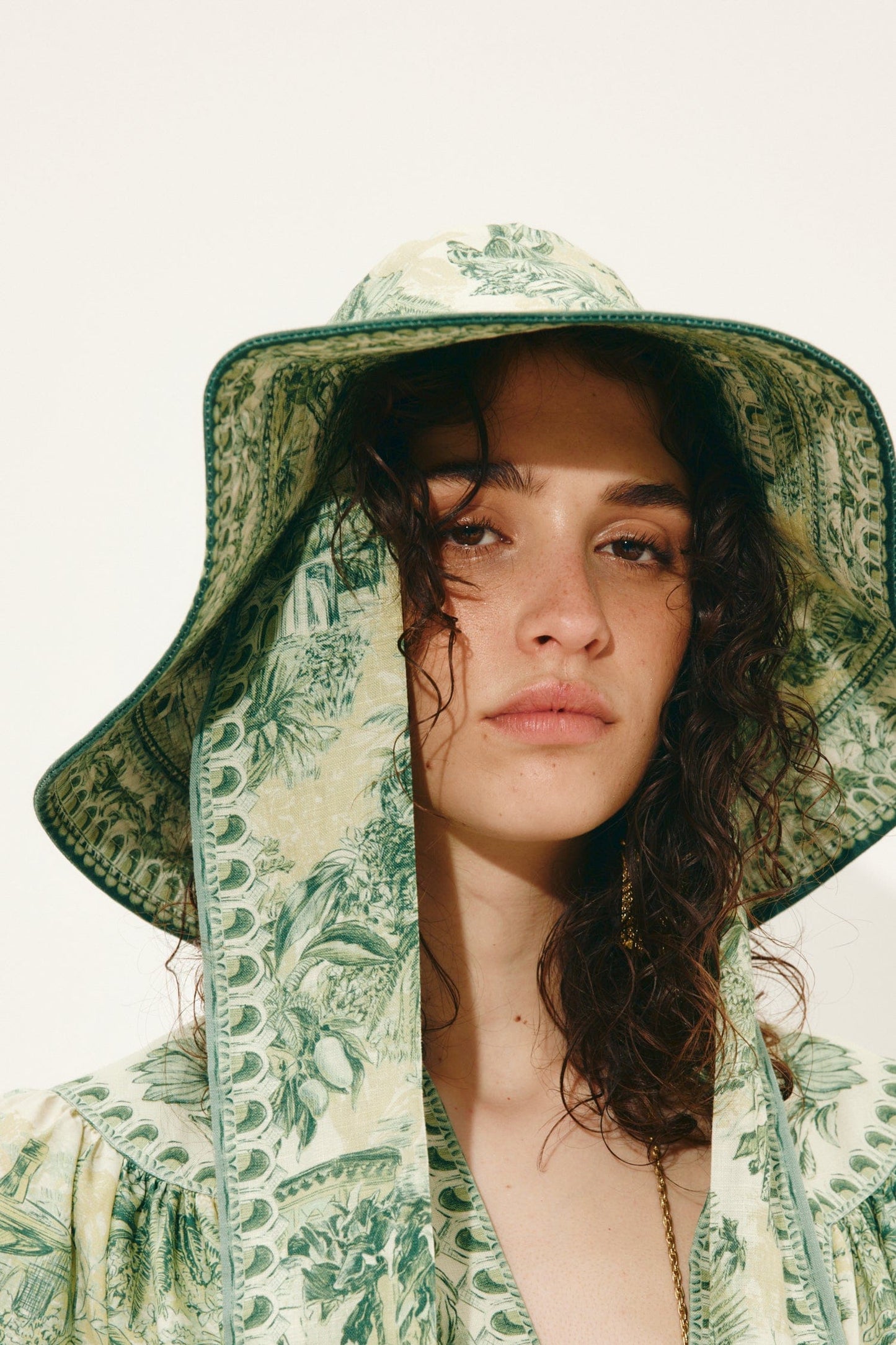 ALEMAIS - Sara Wide Brim Tie Sunhat - Green