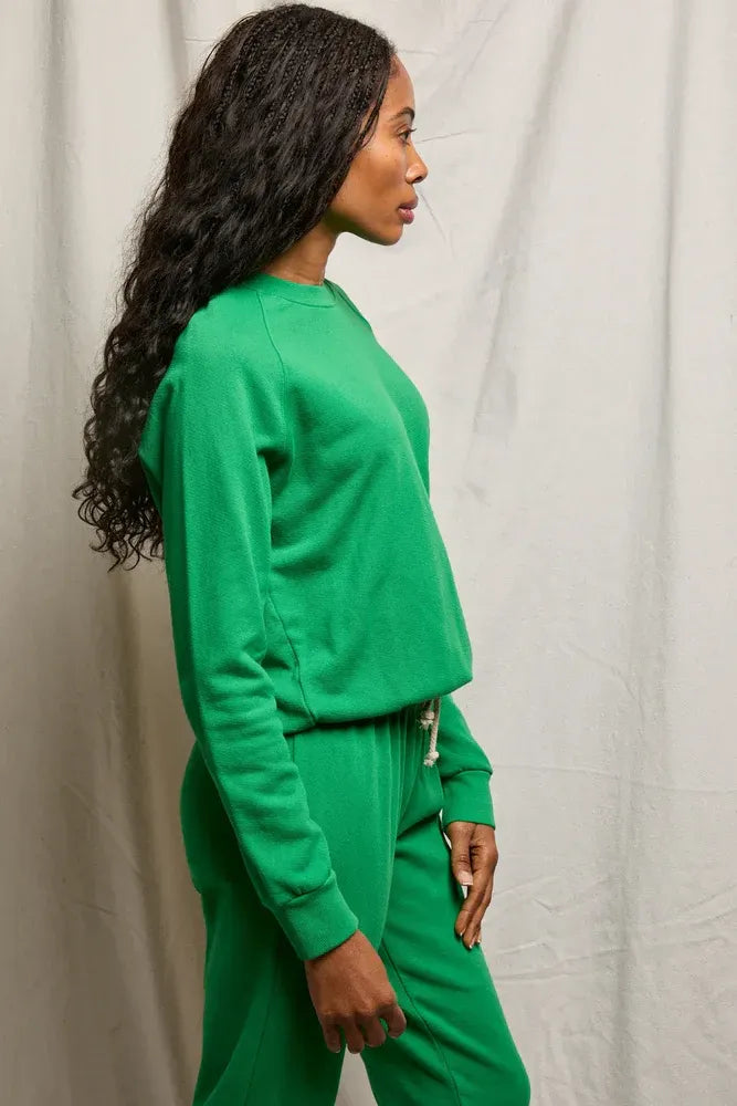 PerfectWhiteTee - Alexi French Terry Raglan Crew - Grass