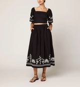 Cleobella - Ashleen Midi Skirt - Black/Ivory