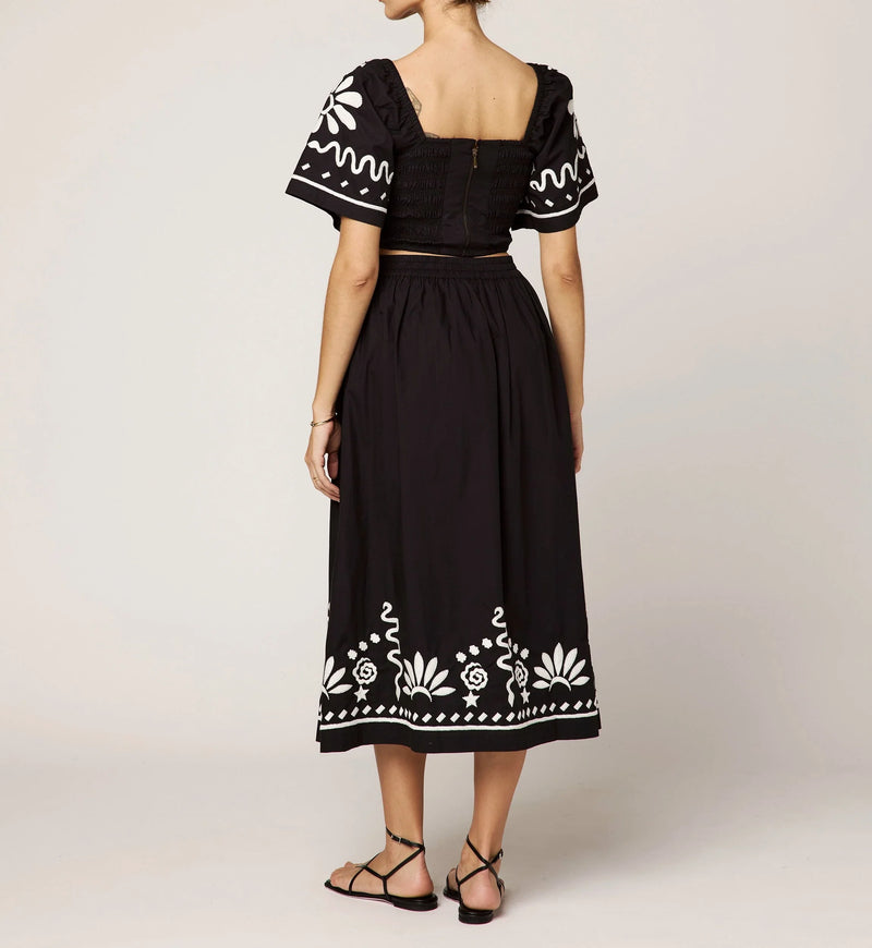 Cleobella - Ashleen Midi Skirt - Black/Ivory