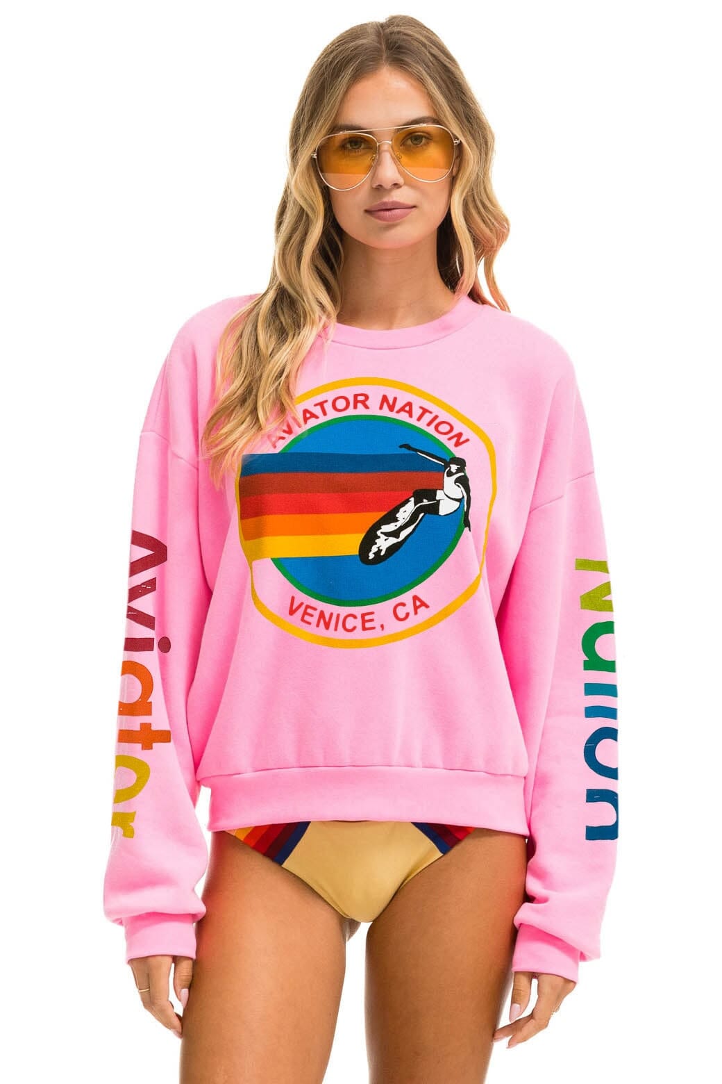 Aviator Nation - Aviator Nation Relaxed Crew Sweatshirt - Neon Pink