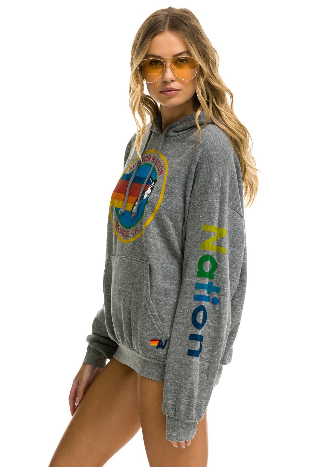 Aviator Nation - Aviator Nation Relaxed Pullover Hoodie - Heather Grey