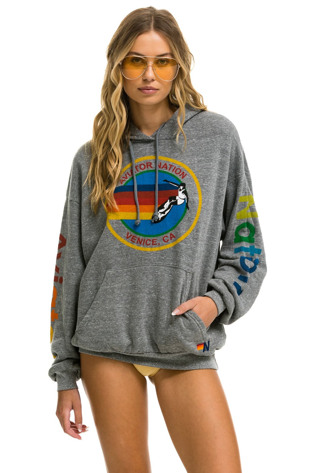 Aviator Nation - Aviator Nation Relaxed Pullover Hoodie - Heather Grey