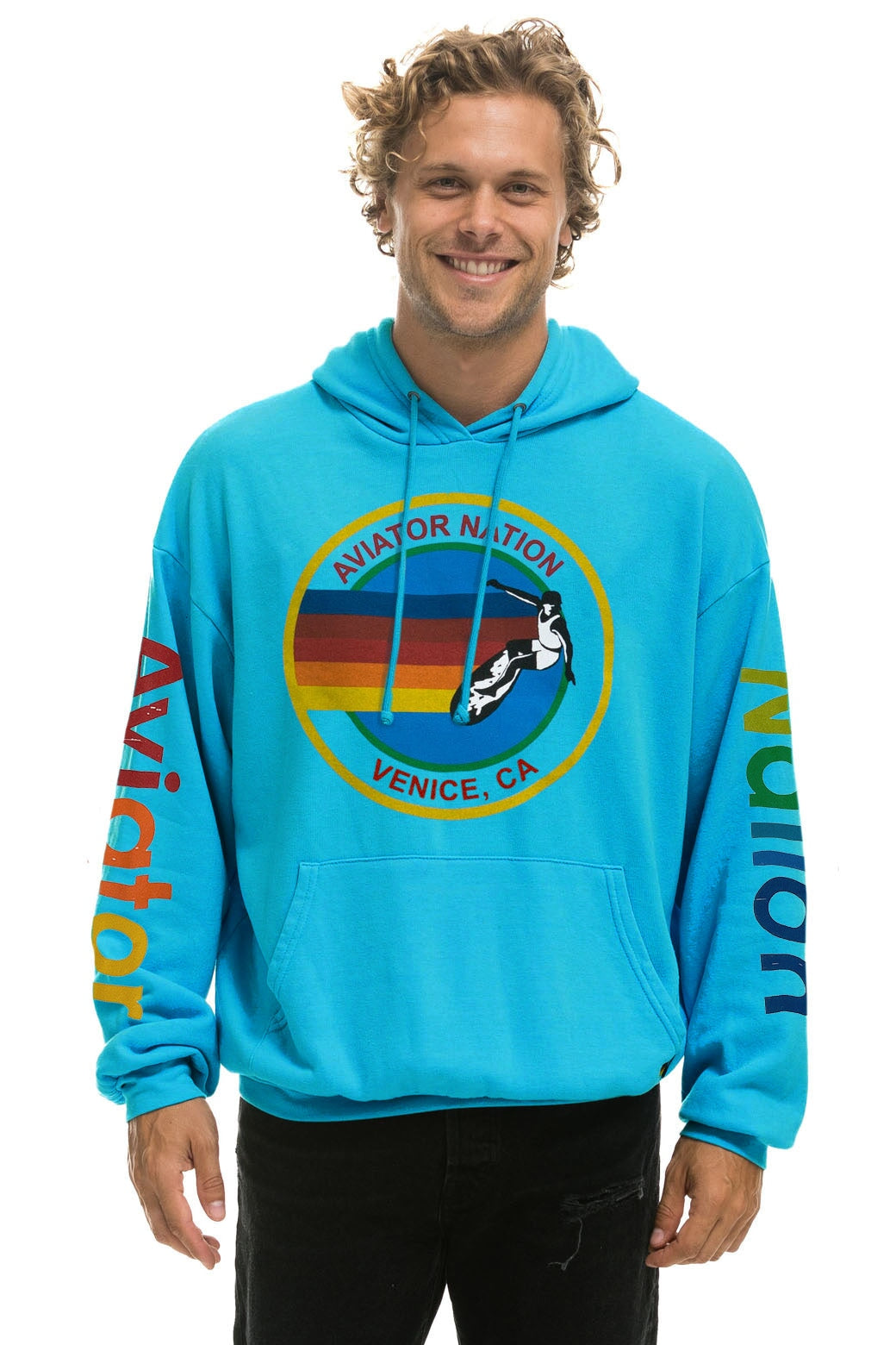 Aviator Nation Relaxed Pullover Hoodie - Neon Blue