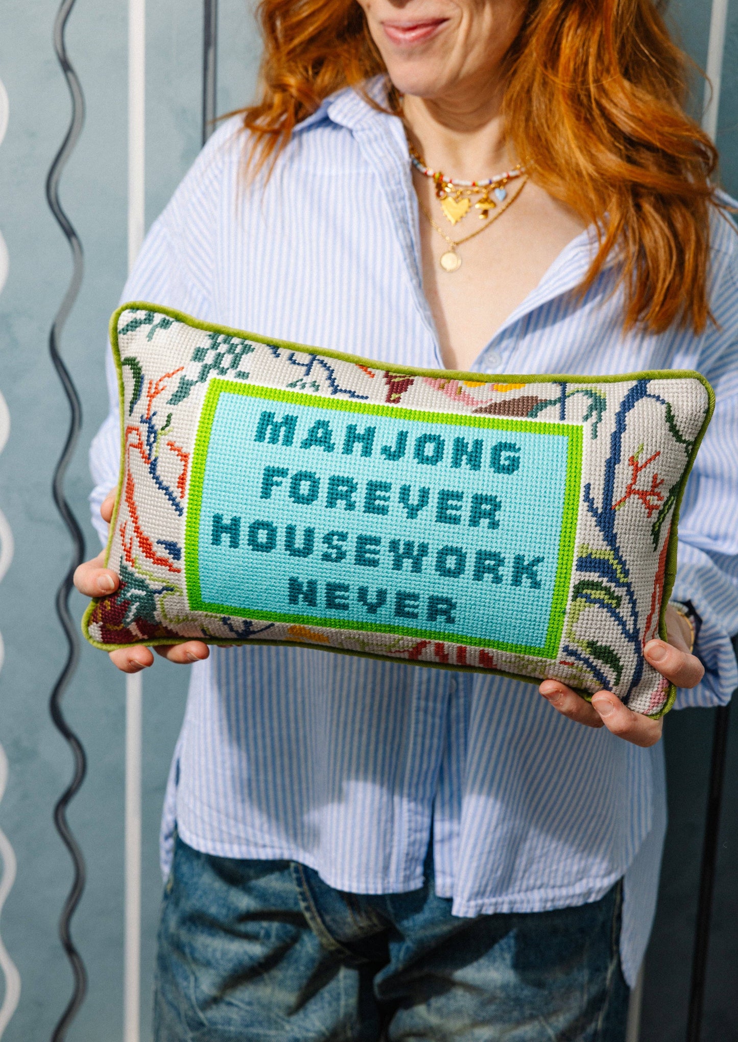 Furbish Studio - Mahjong Needlepoint Pillow