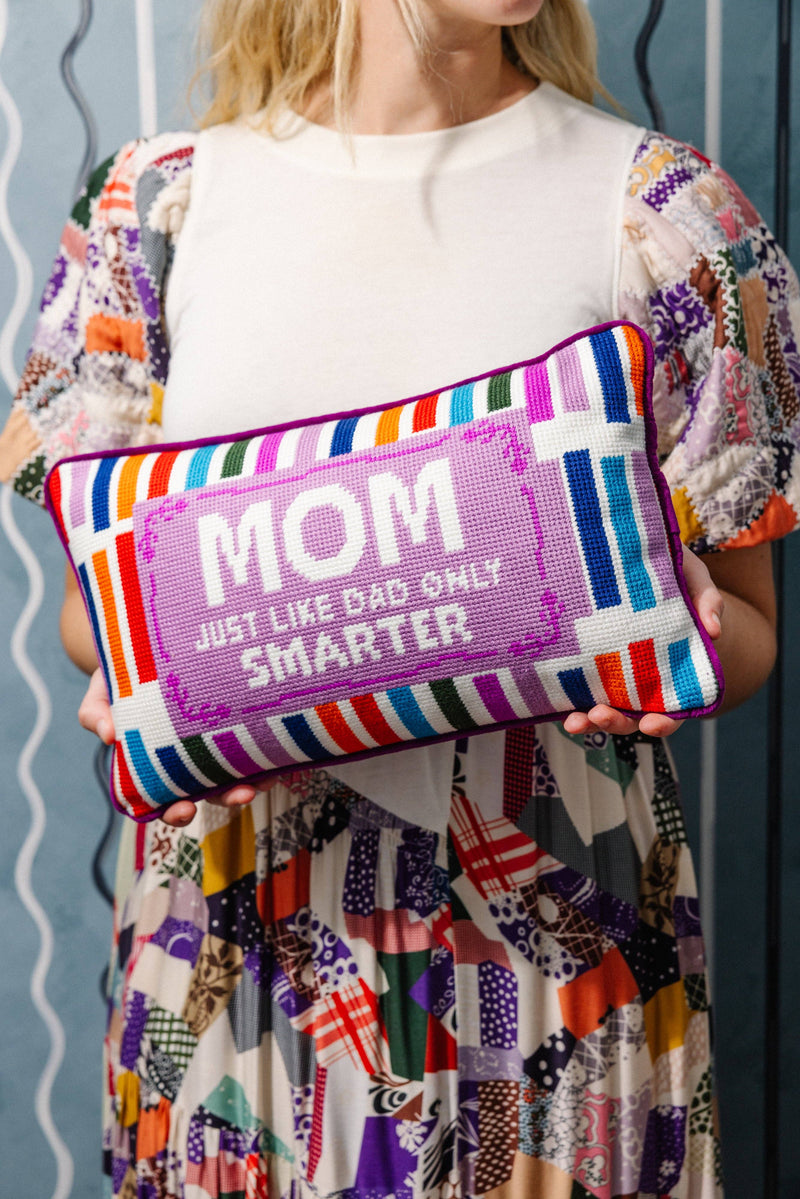 Furbish Studio - Mom Rules Needlepoint Pillow