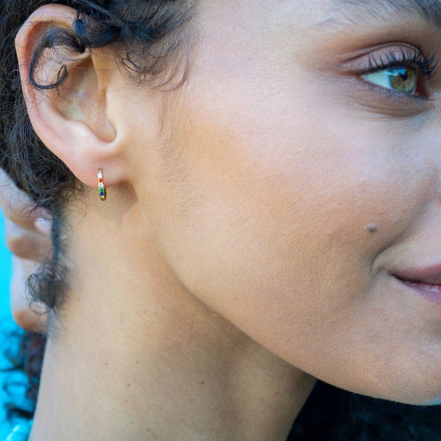 Kris Nations - Rainbow Crystal Huggie Hoop Earrings
