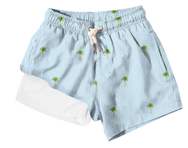 Bermies - Palm Stripes Kids Swim Trunks