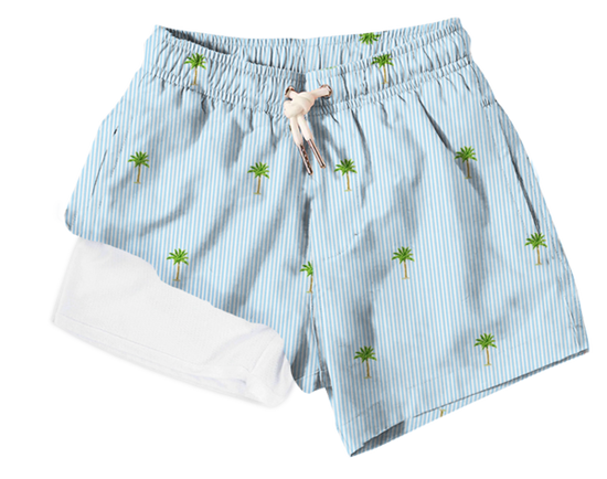 Bermies - Palm Stripes Kids Swim Trunks