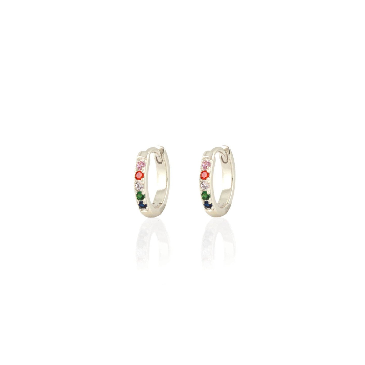 Kris Nations - Rainbow Crystal Huggie Hoop Earrings