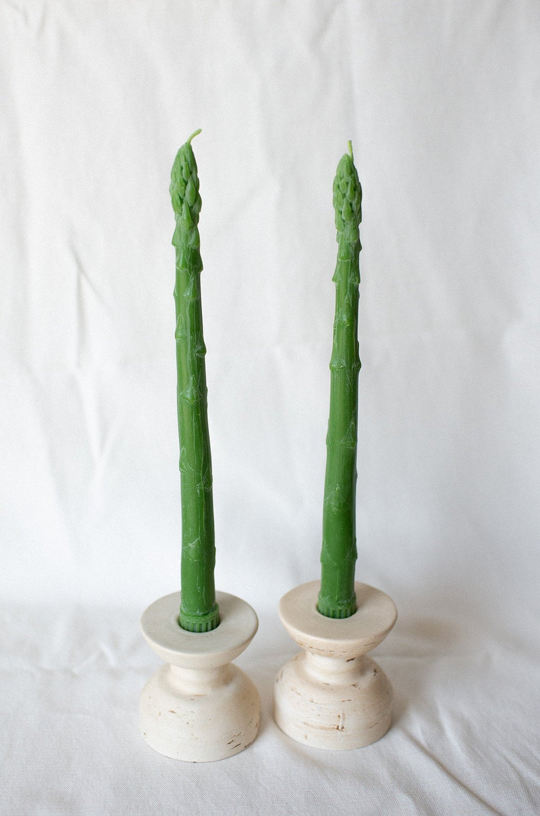 Beeswax Asparagus Taper Candles Pair - 9 Inch Tall