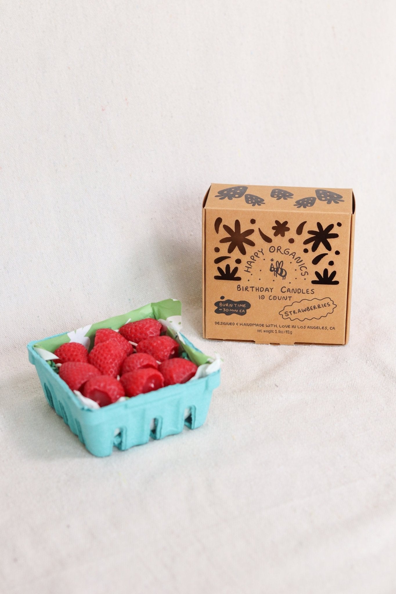 Beeswax Strawberry Birthday Candles