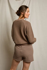PerfectWhiteTee - Bennie Terry Sweatshort - Mocha Charcoal Stripe