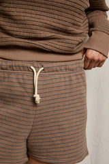 PerfectWhiteTee - Bennie Terry Sweatshort - Mocha Charcoal Stripe