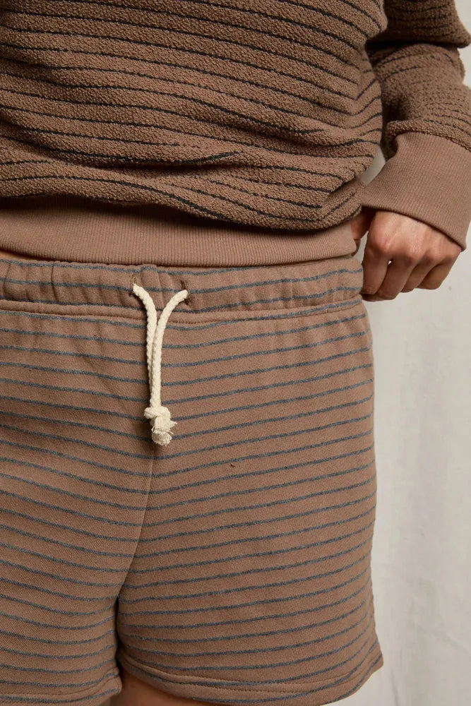 PerfectWhiteTee - Bennie Terry Sweatshort - Mocha Charcoal Stripe