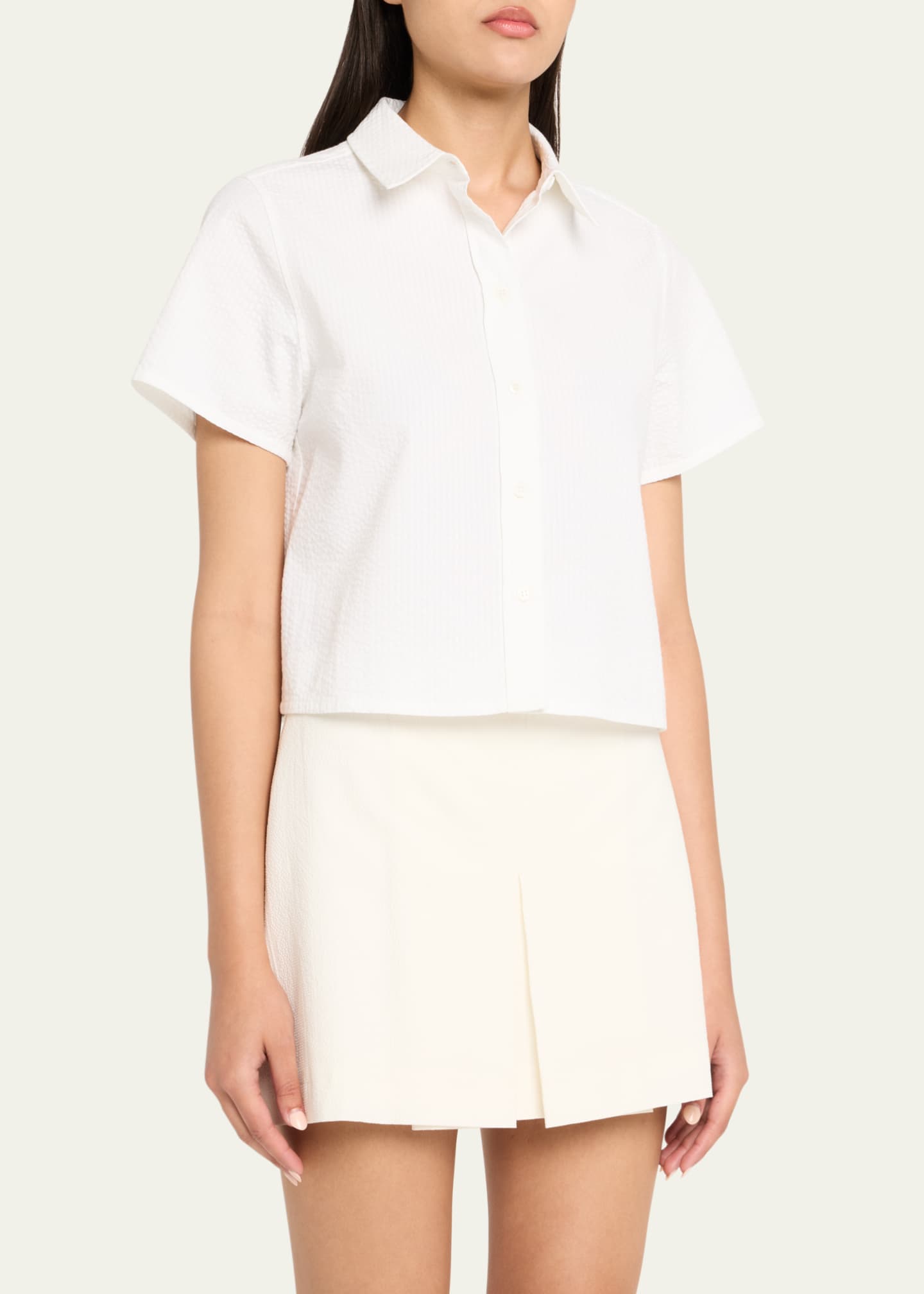 FRAME - The Seersucker Top - White