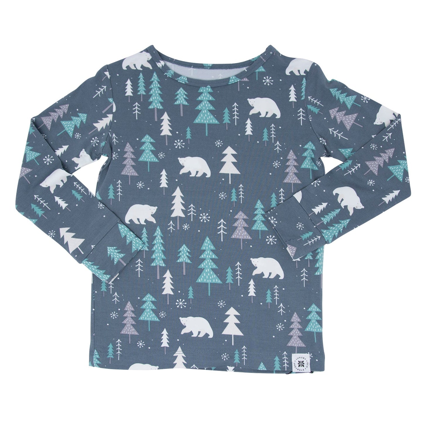 Winter Forest Teal Big Kid Pajama