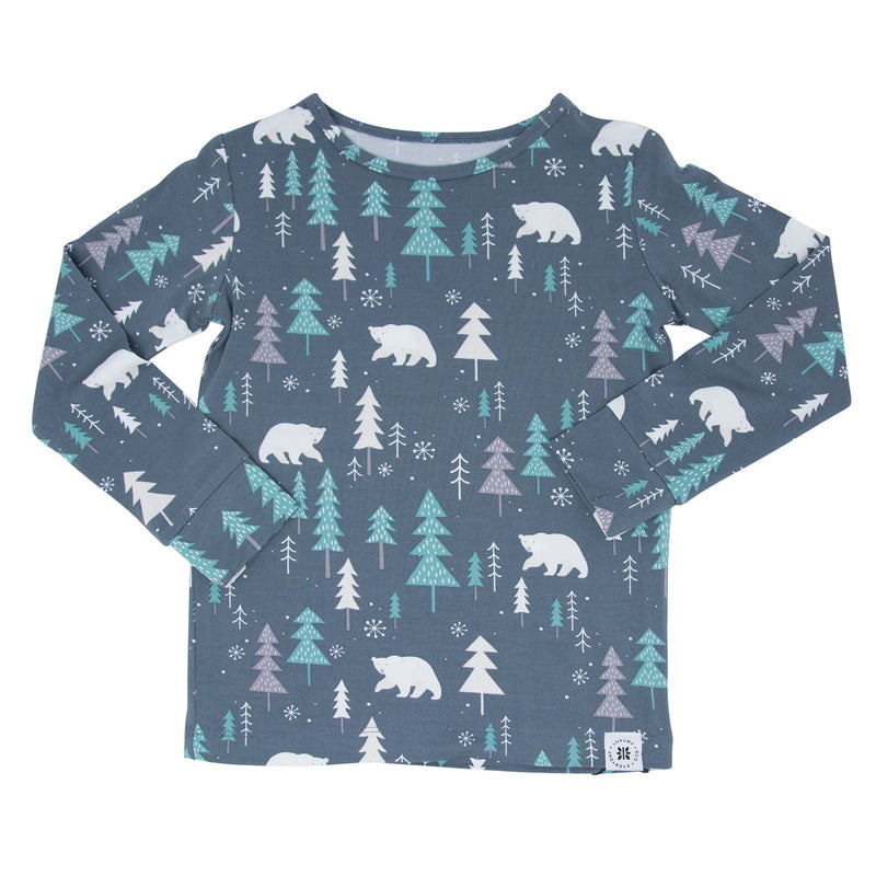 Winter Forest Teal Big Kid Pajama