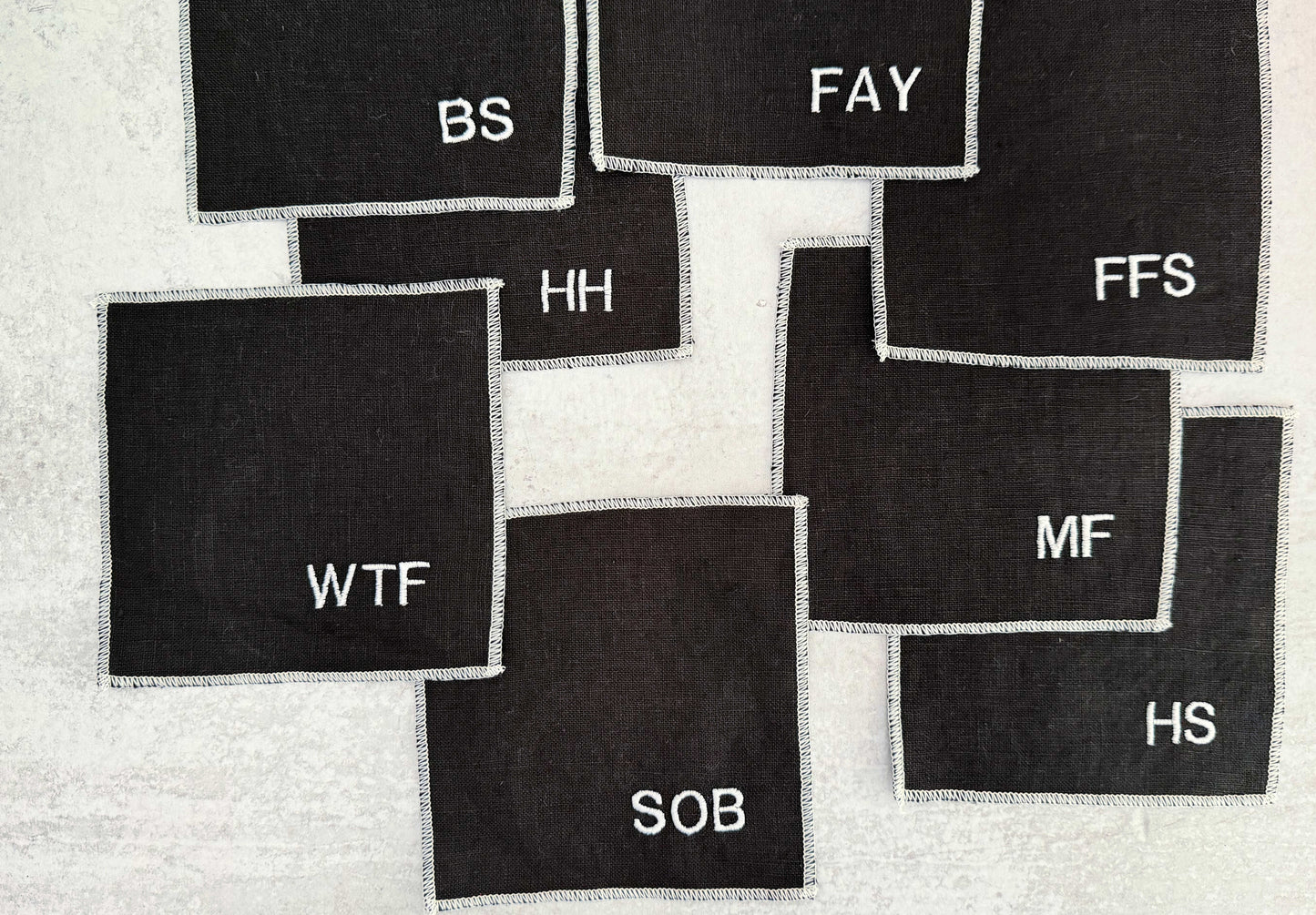 Sweary Cocktail Coasters in Black and White, set of eight