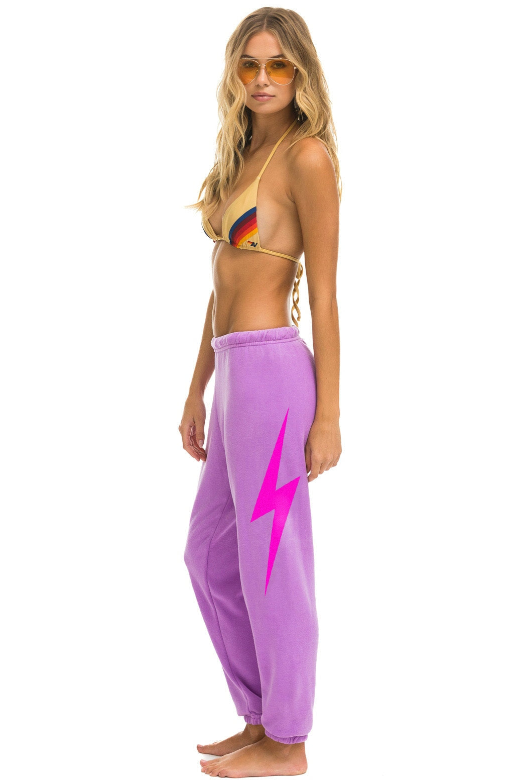 Aviator Nation - Bolt Sweatpants - Neon Purple//Neon Pink