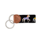 Horses in Blankets Needlepoint Keychain