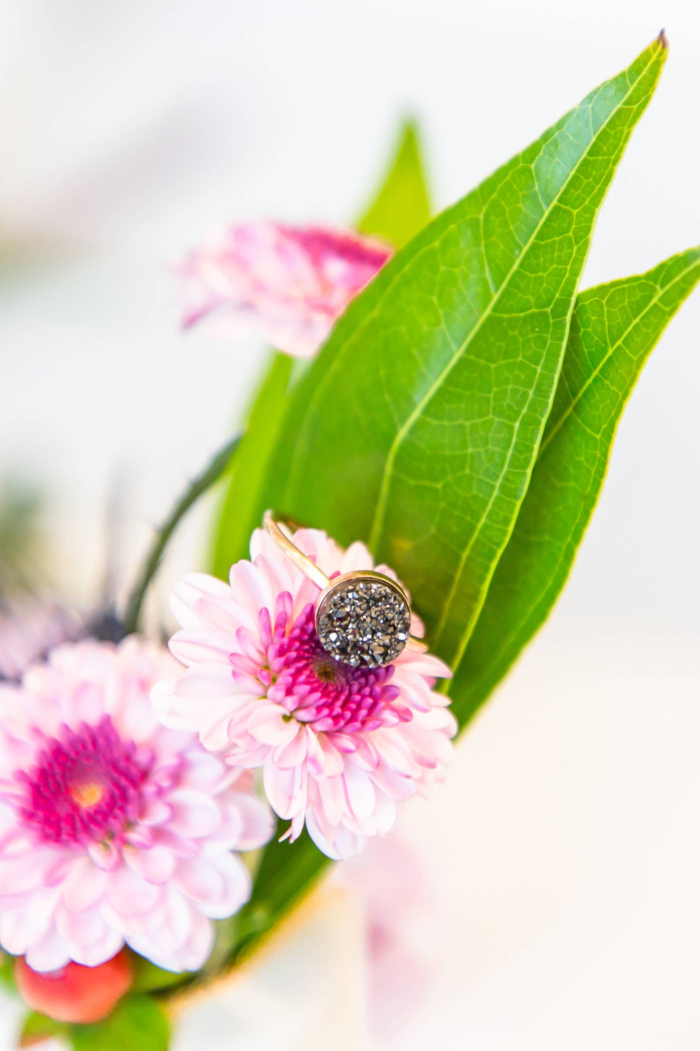 Mineral and Matter - Black Druzy Stone Ring