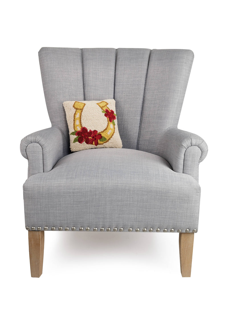 Gold Horseshoe w/ Flowers Hook Pillow
