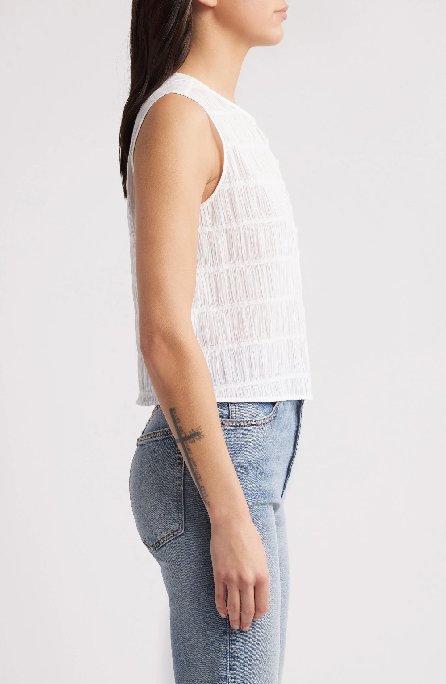 FRAME - The Smocked Tank - White